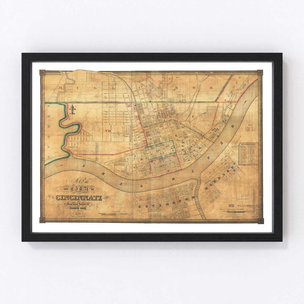 Vintage Map of Cincinnati, Ohio 1838