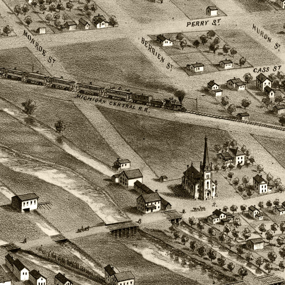 Vintage Map of Albion, Michigan 1868