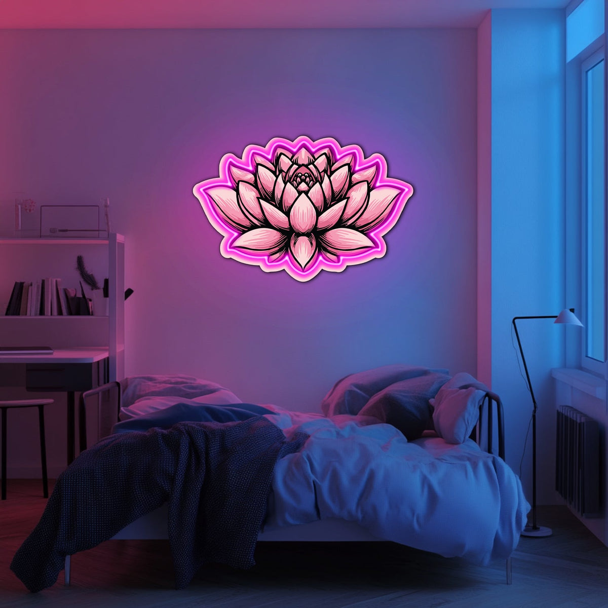 UV Printed Lotus  Neon Wall Art- LV0034