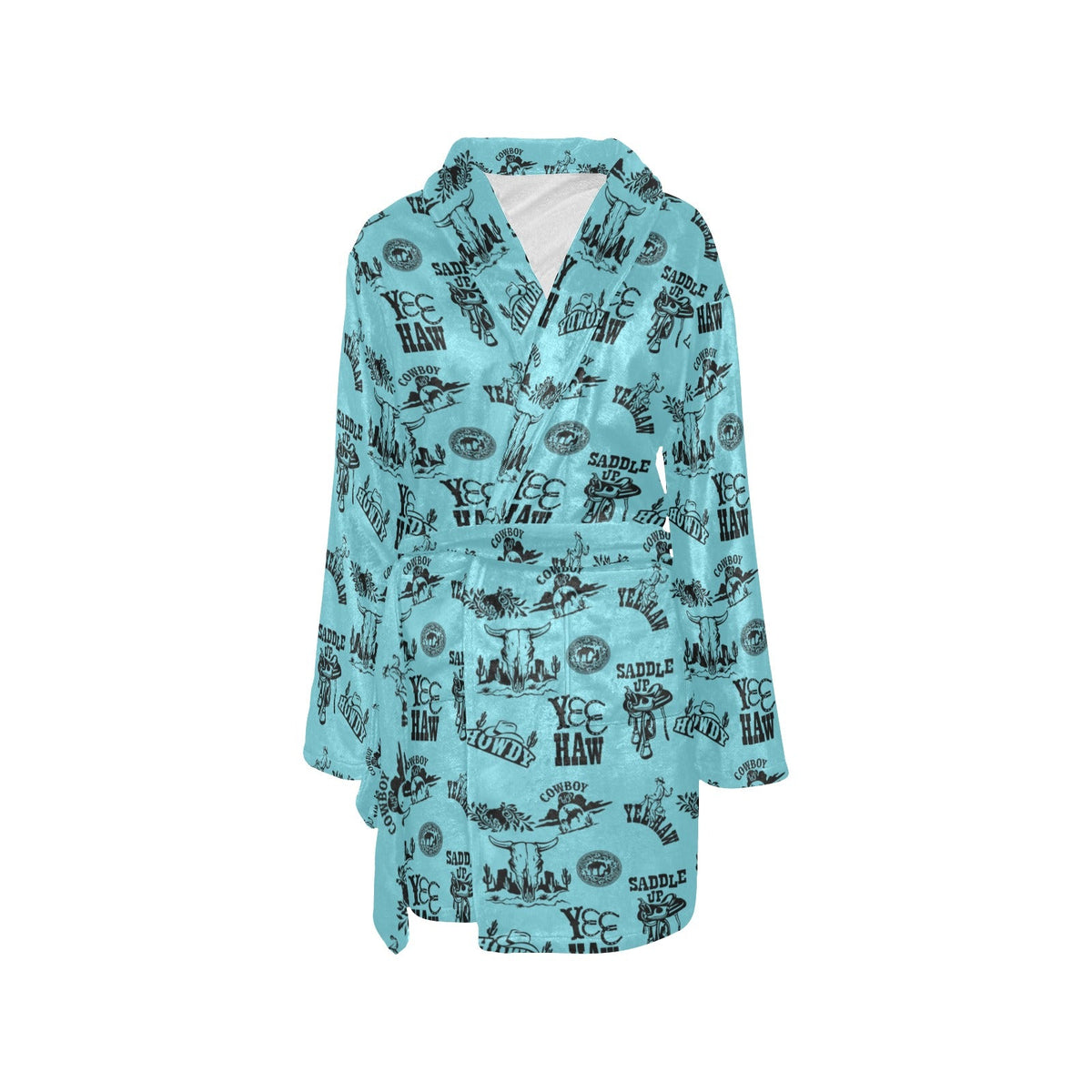 Baha Ranch Blue Cowboy Print Western Bath Robe