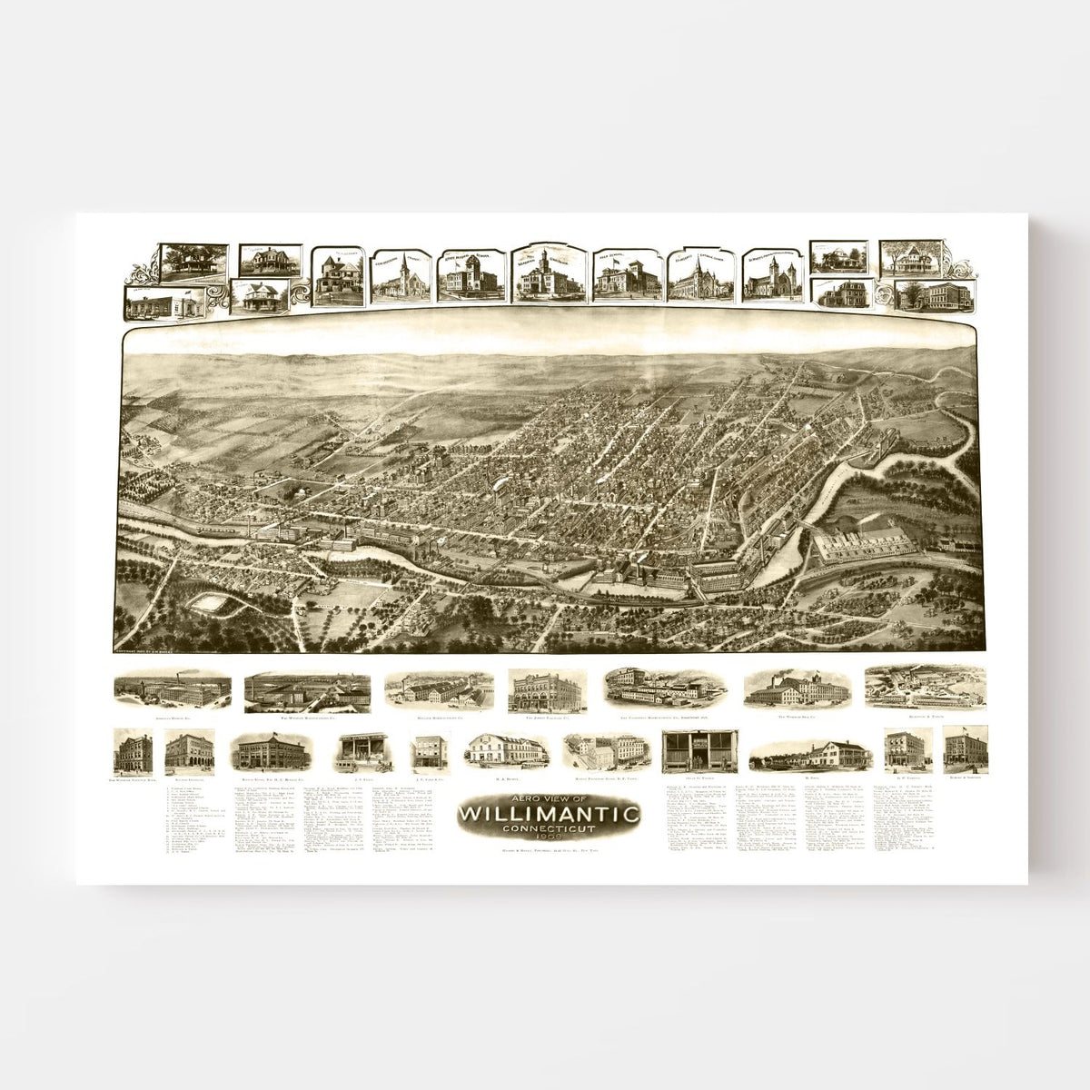 Vintage Map of Willimantic, Connecticut 1909