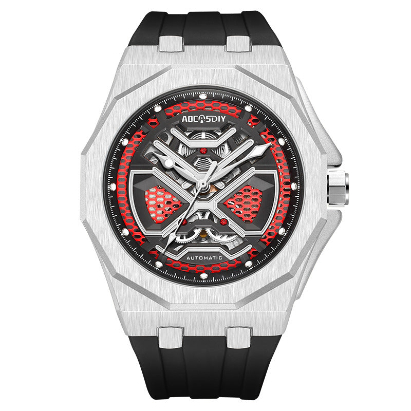 Trendy Hollow Mechanical Watch With Luminous Display And Water Resistance For Men