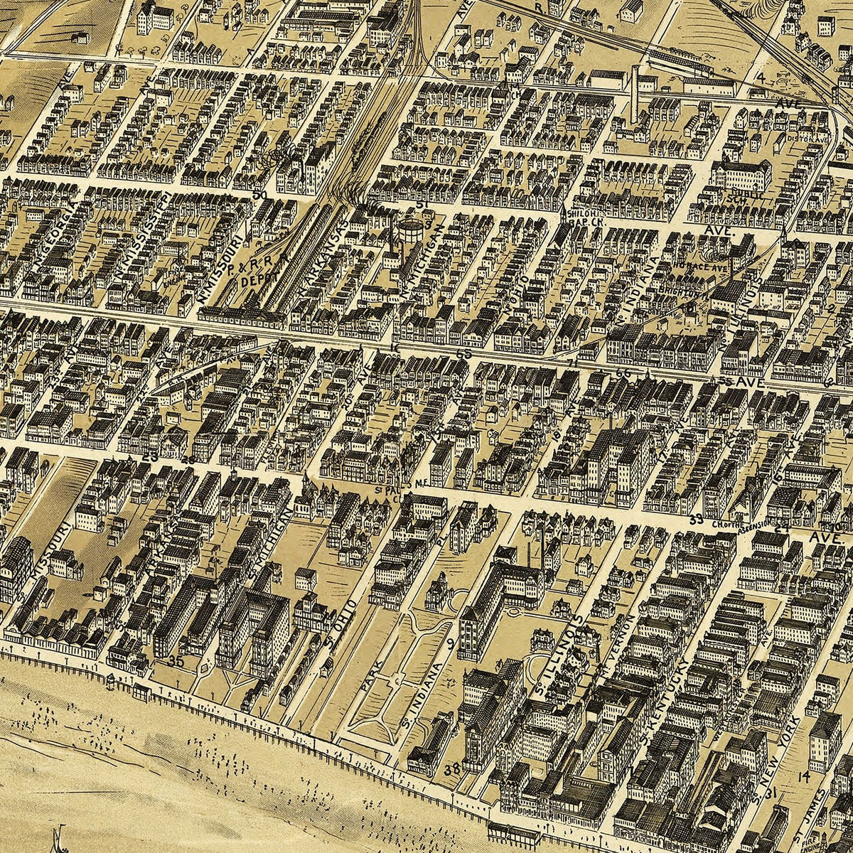 Vintage Map of Atlantic City, New Jersey 1900
