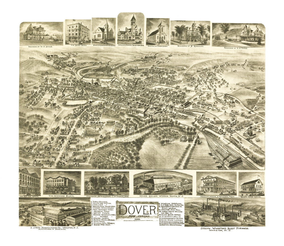 Vintage Map of Dover, New Jersey 1903