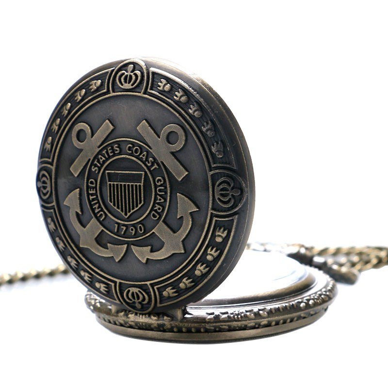 Hot Sale Bronze United States Coast Guard 1790 Theme Pocket Watch Men Navy Creative Gift for Women Fob Watches