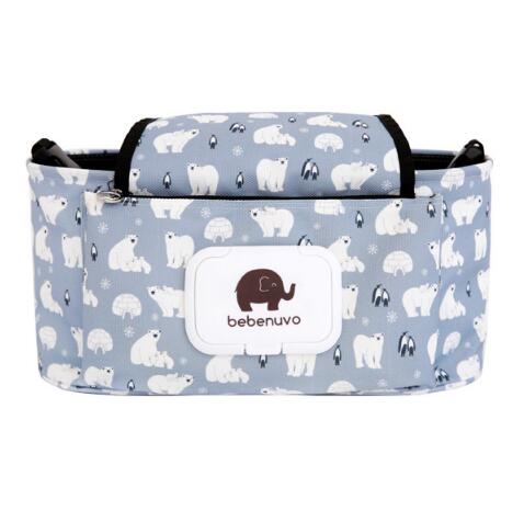 Print Strollers Baby Trolley Bag with Detachable Handbag Multifunctional Baby Stroller Organizer Pram Buggy Cart Hanging Bag XV2