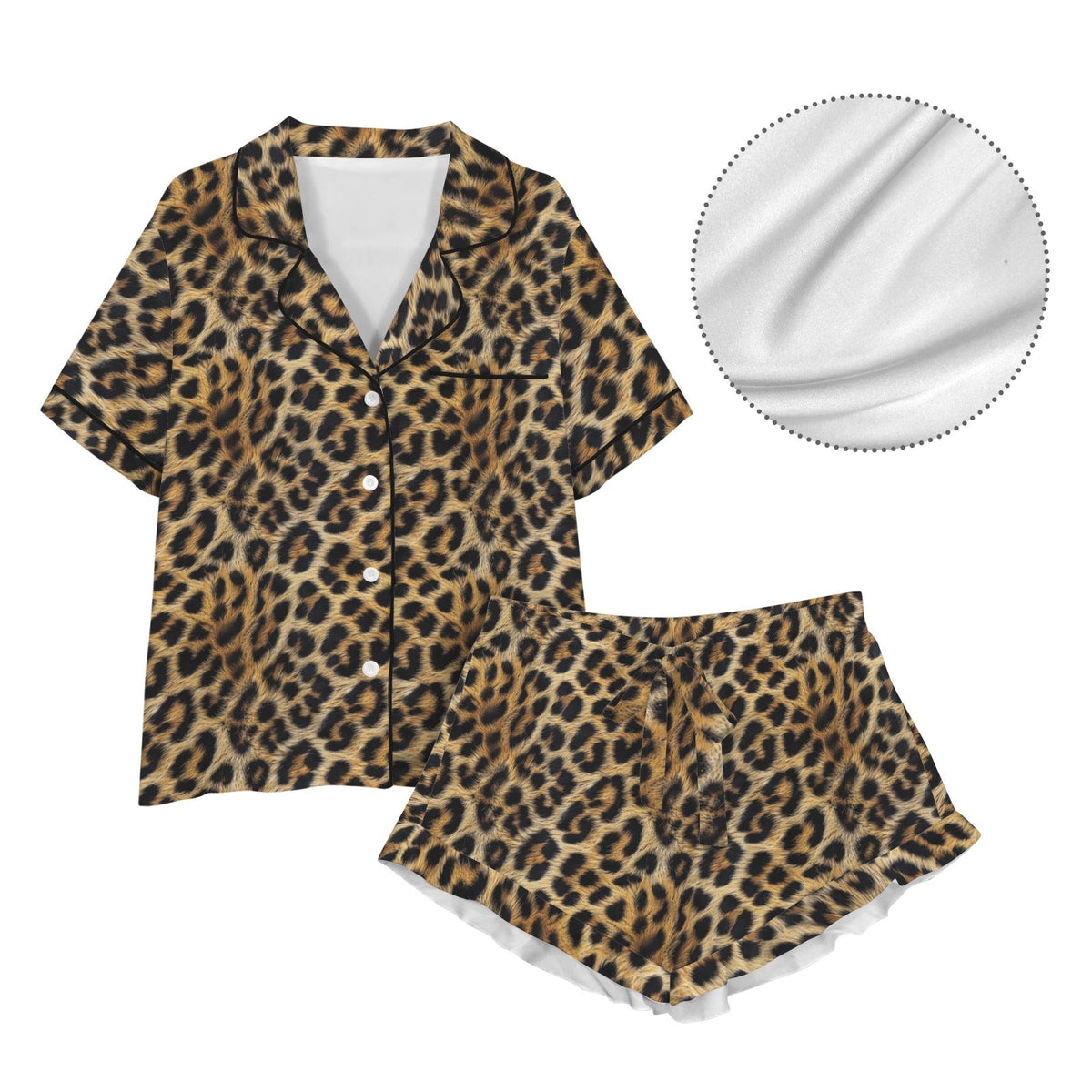 Baha Ranch Retro Pop Western Wild Leopard Satin Pajamas