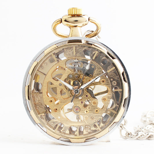 Golden mechanical pocket watch