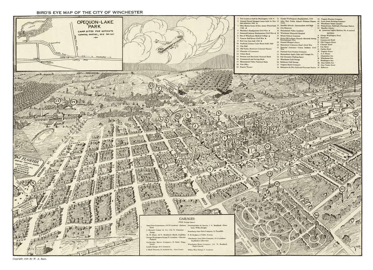 Vintage Map of Winchester, Virginia 1926