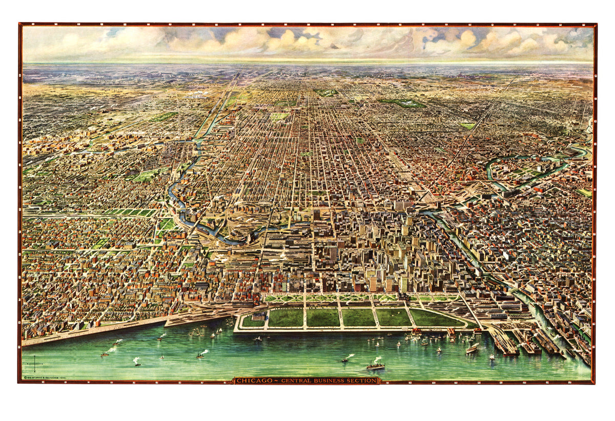 Vintage Map of Chicago, Illinois 1916