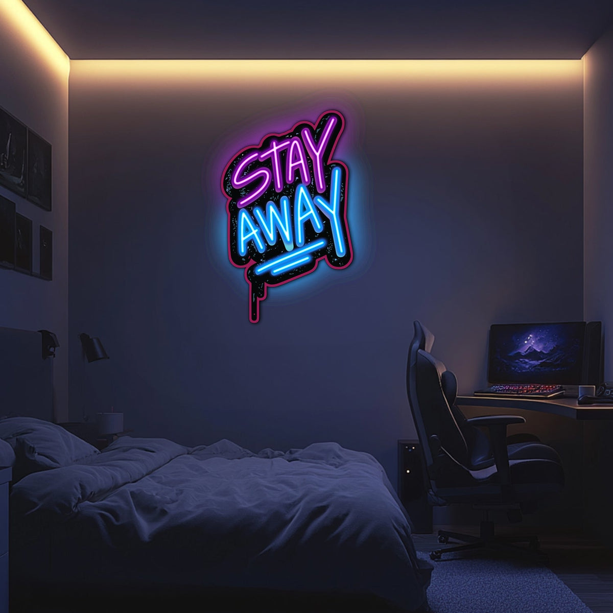 UV Printed Stay Away Neon Wall Art- LV0049