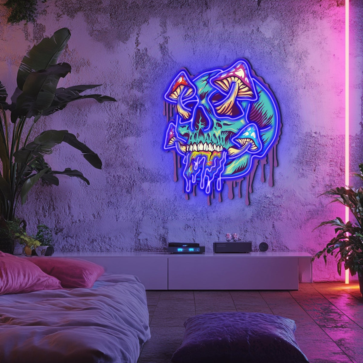 UV Printed Skull Neon Wall Art- LV0033