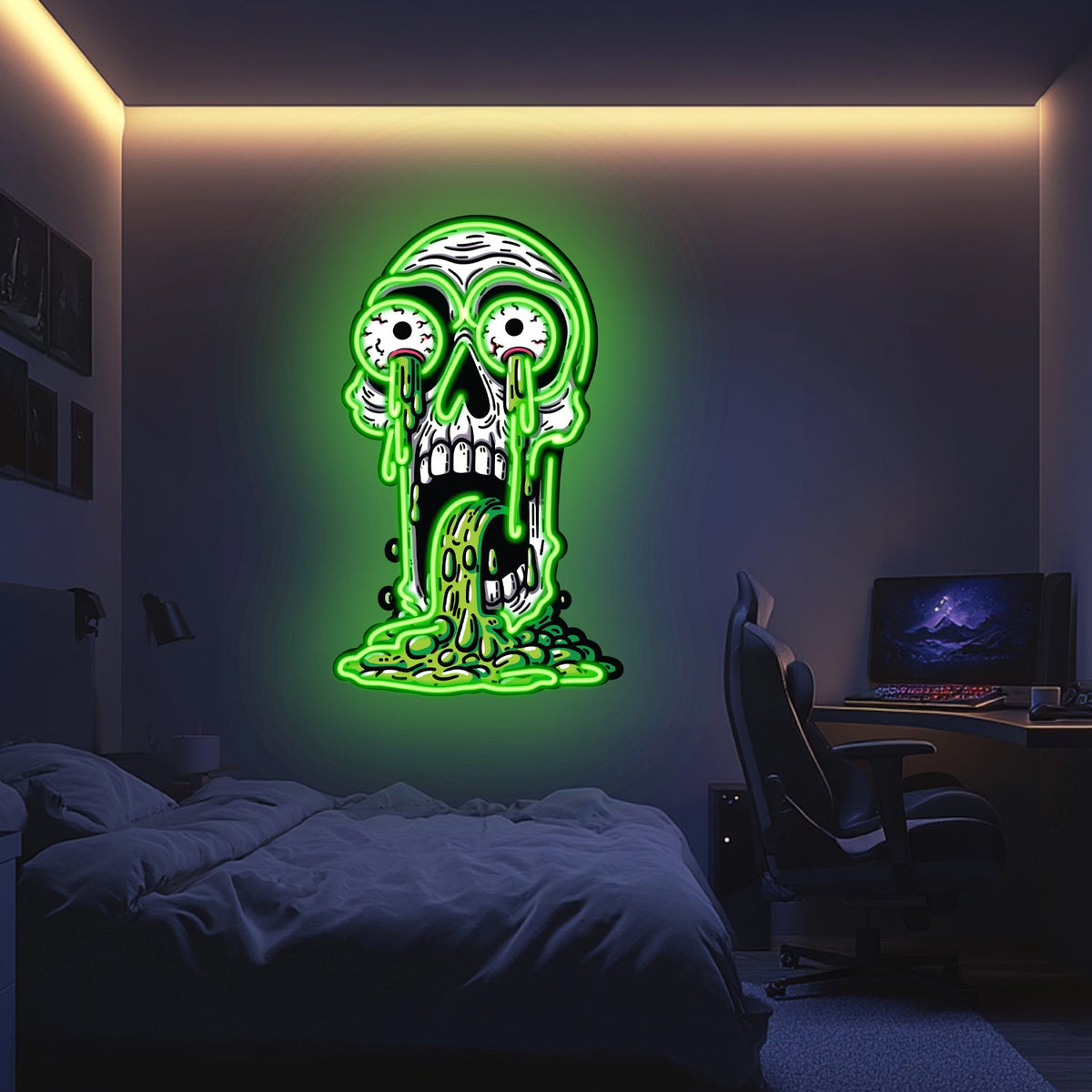 UV Printed Skull Neon Wall Art- LV0029