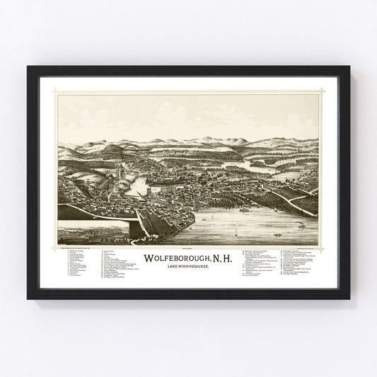 Vintage Map of Wolfeborough, New Hampshire 1889