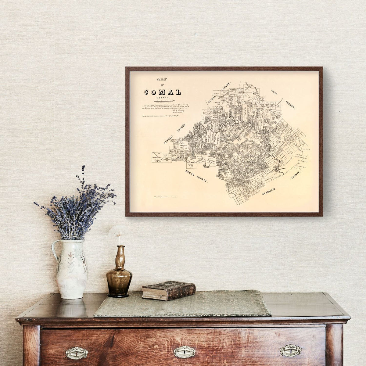 Vintage Map of Comal County, Texas 1879