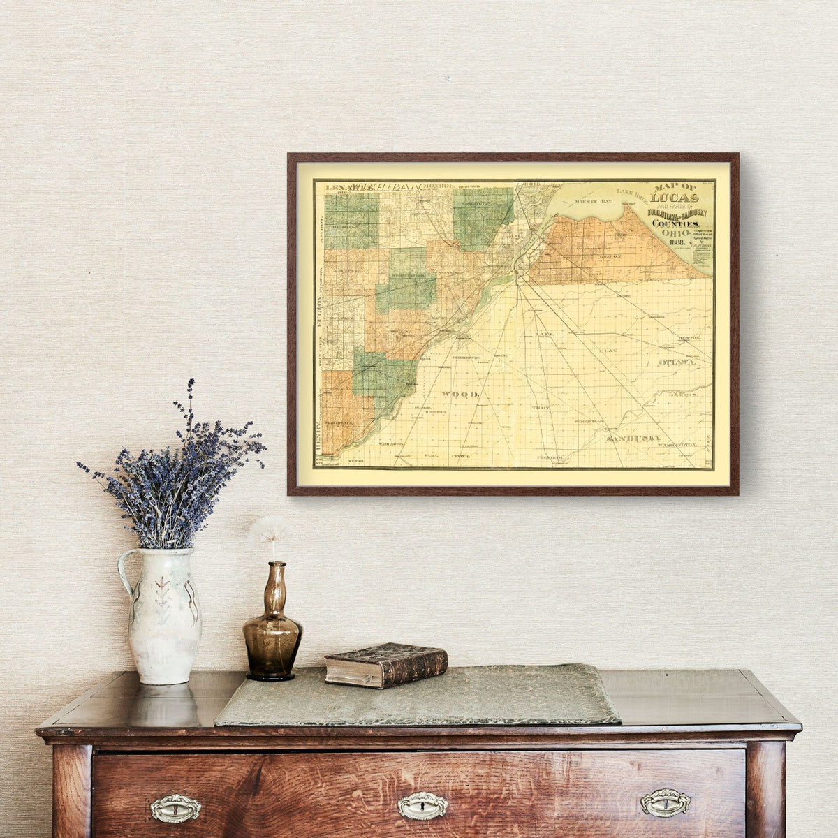 Vintage Map of Wood County, Ohio 1888