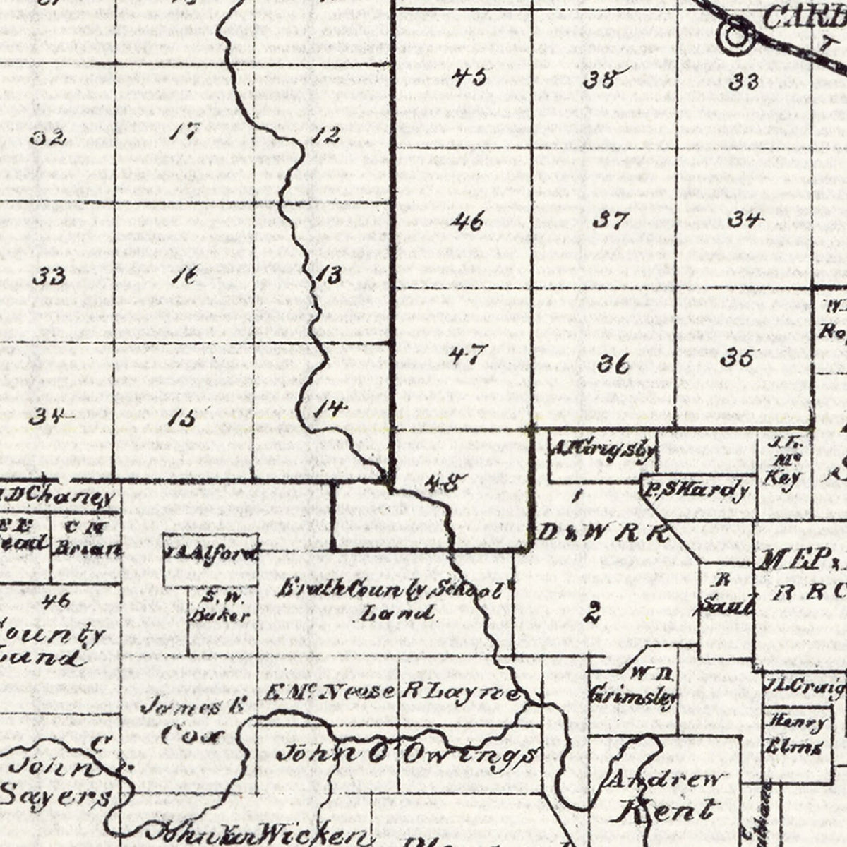 Vintage Map of Eastland County, Texas 1890