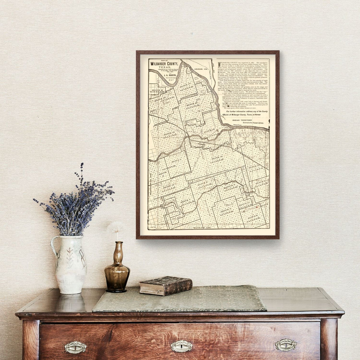 Vintage Map of Wilbarger County, Texas 1887