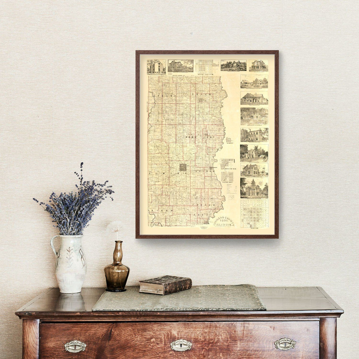 Vintage Map of Edwards County, Illinois 1891