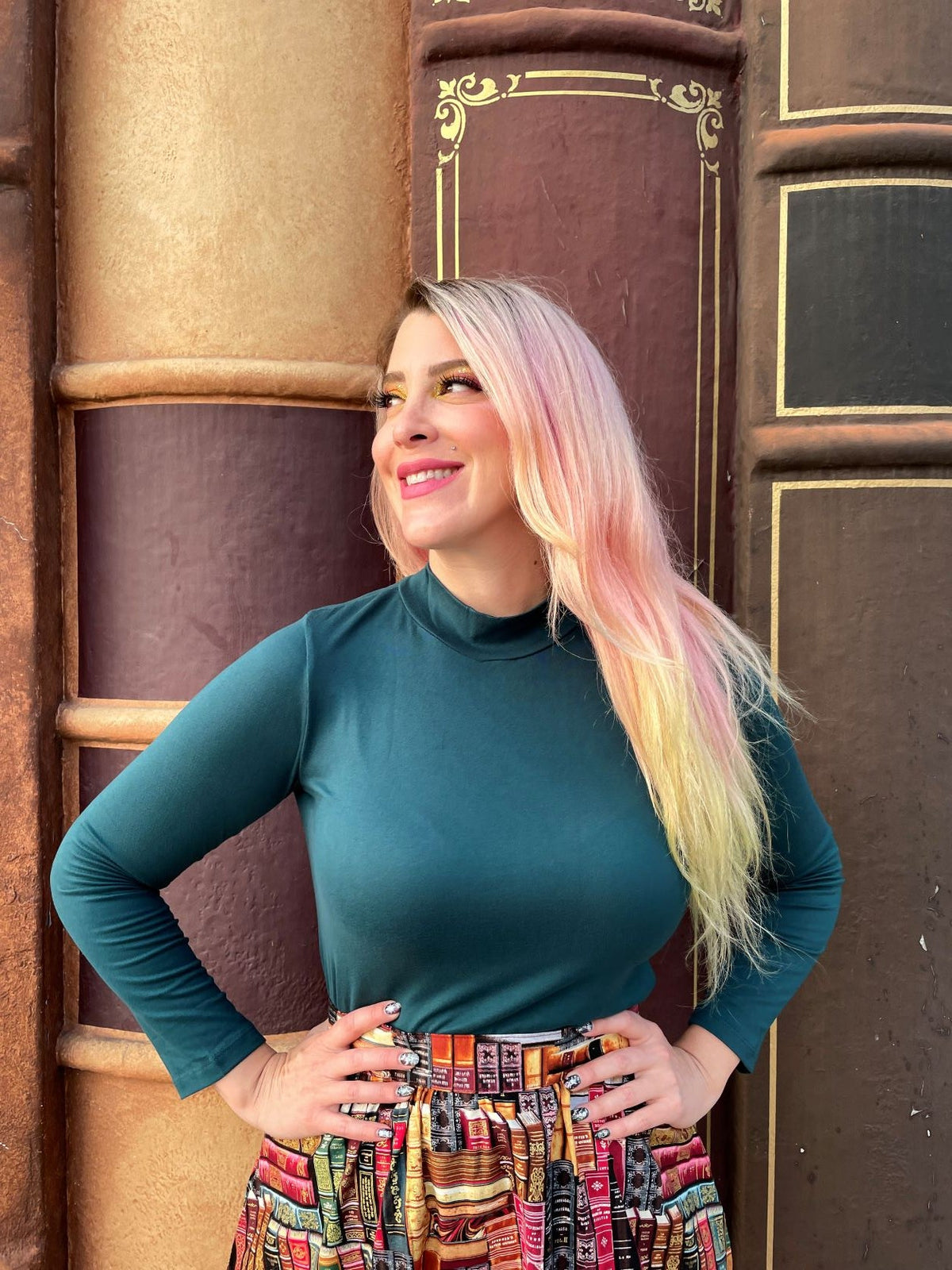 Green Mock Neck Top