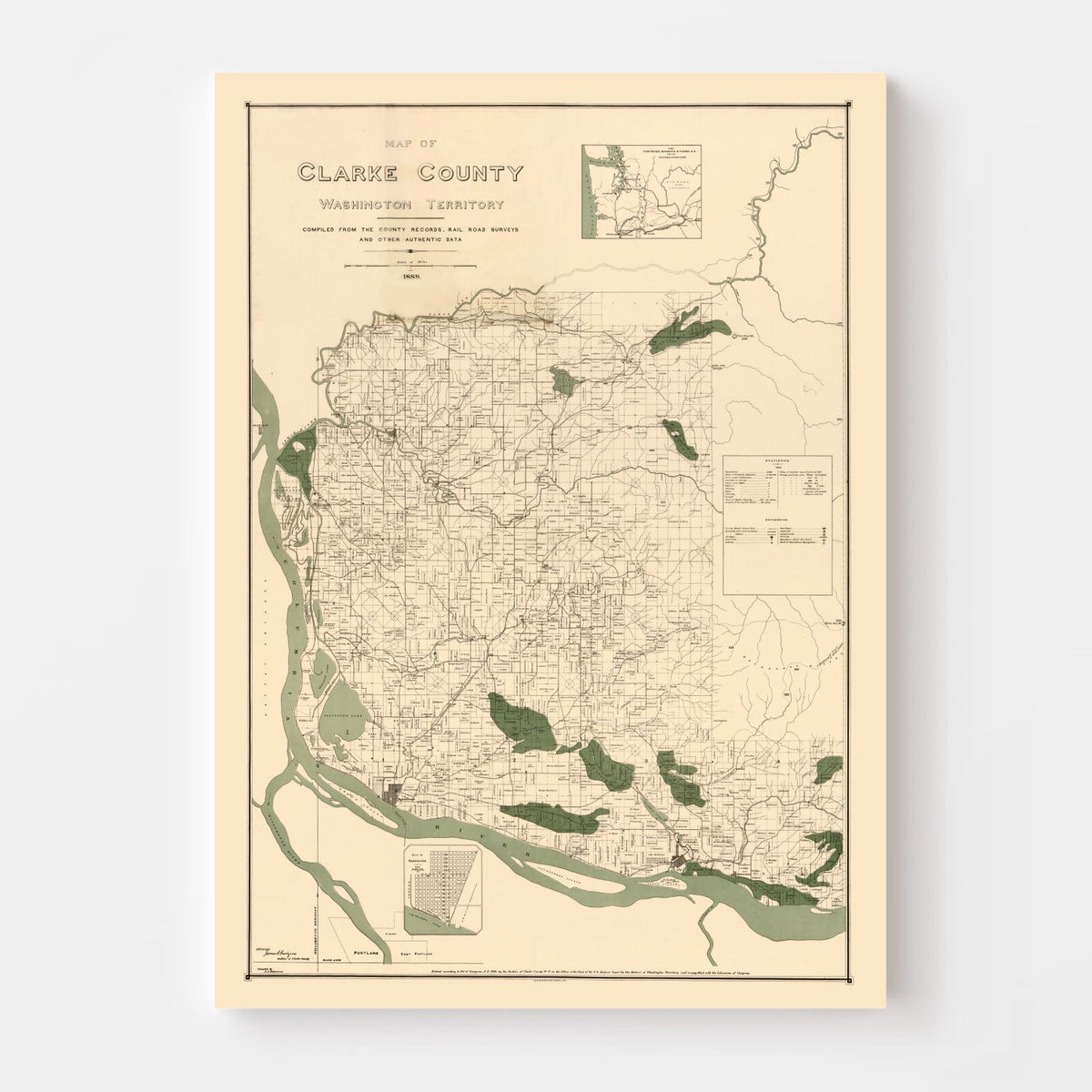 Vintage Map of Clark County, Washington 1888