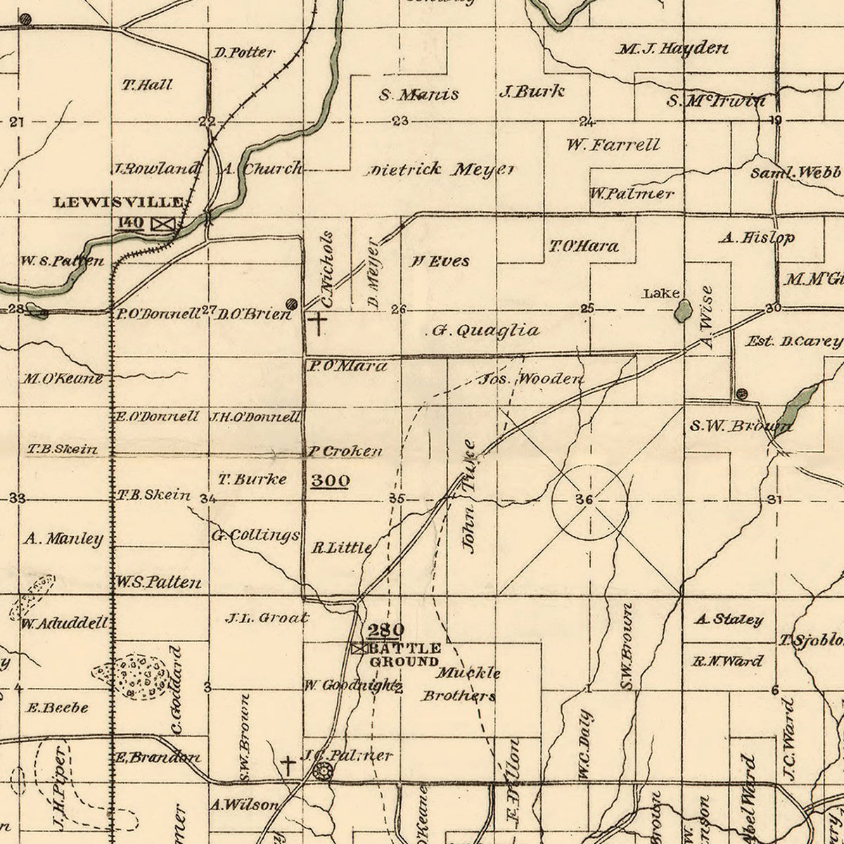 Vintage Map of Clark County, Washington 1888