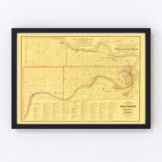 Vintage Map of Wyandotte County, Kansas 1885