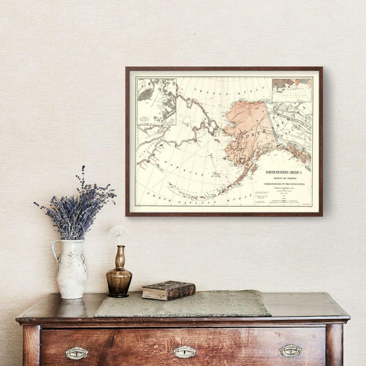 Vintage Map of Alaska 1867