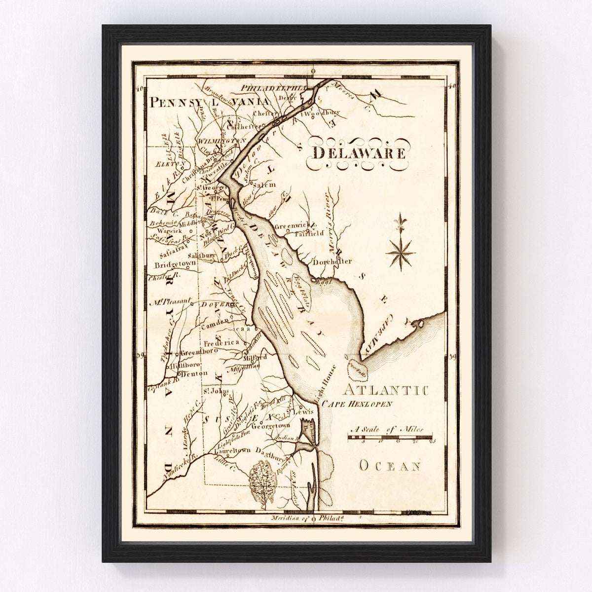 Vintage Map of Delaware 1795