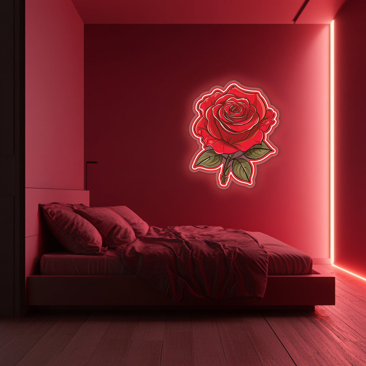 UV Printed Rose Neon Wall Art- LV0073