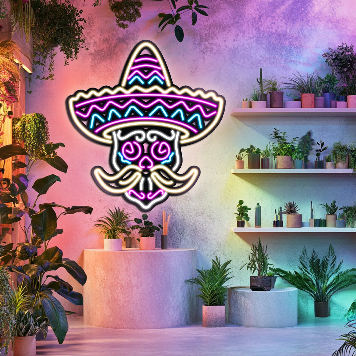 Muertos Skull Metal Neon Wall Art- LN0002