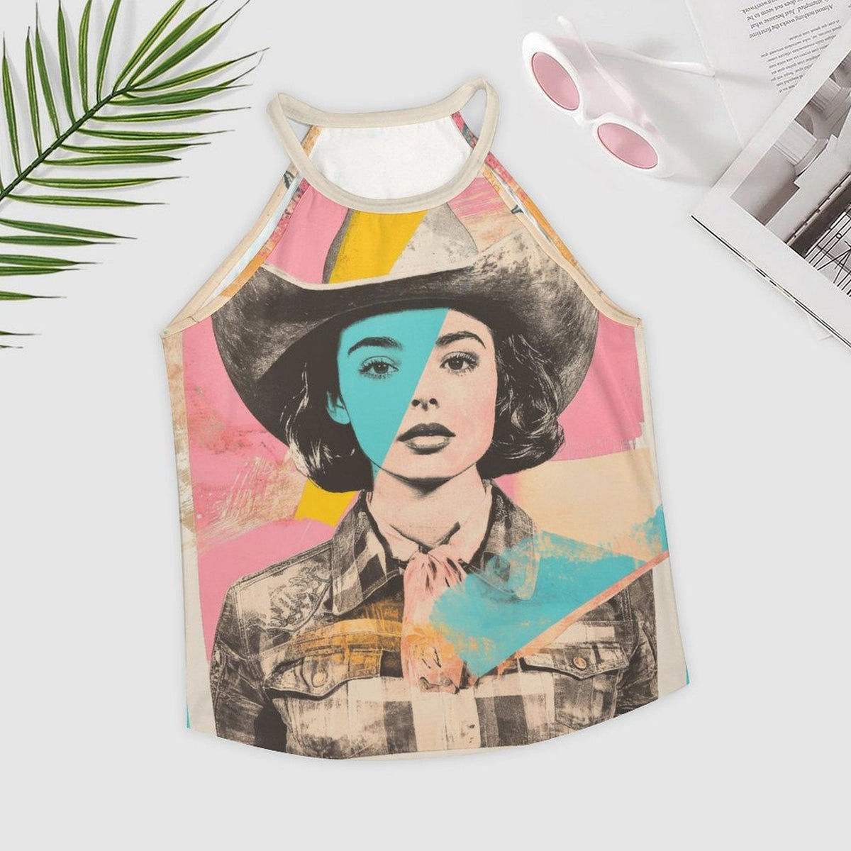 Baha Ranch Turquoise View Retro Pop Western Tank Top