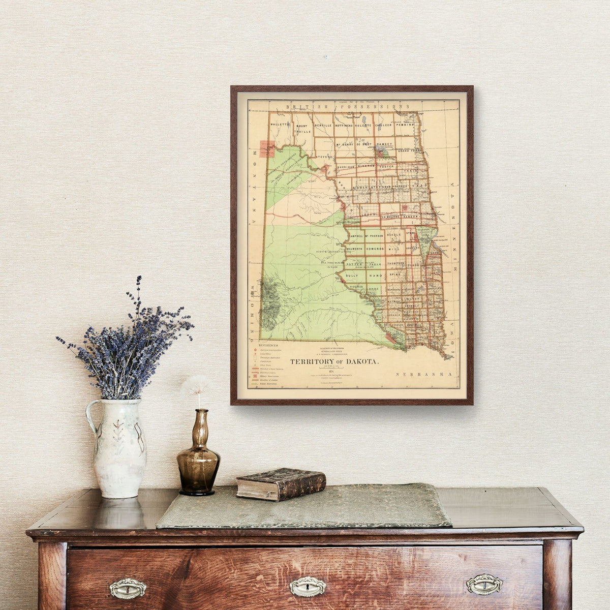 Dakota Territory Historic Map 1876