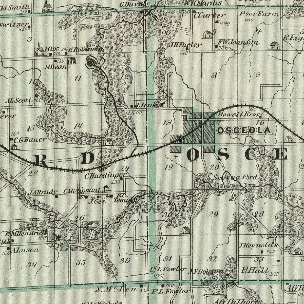 Vintage Map of Clarke County, Iowa 1875
