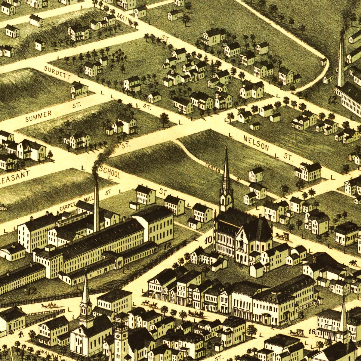 Vintage Map of Clinton, Massachusetts 1876