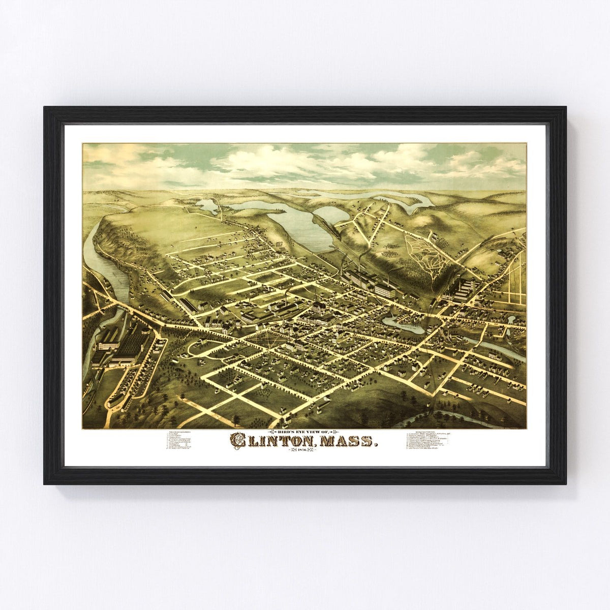Vintage Map of Clinton, Massachusetts 1876