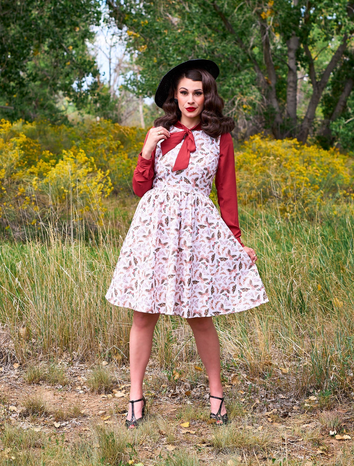 Helen Retro Blouse in Cognac - 3X only, 1 left!