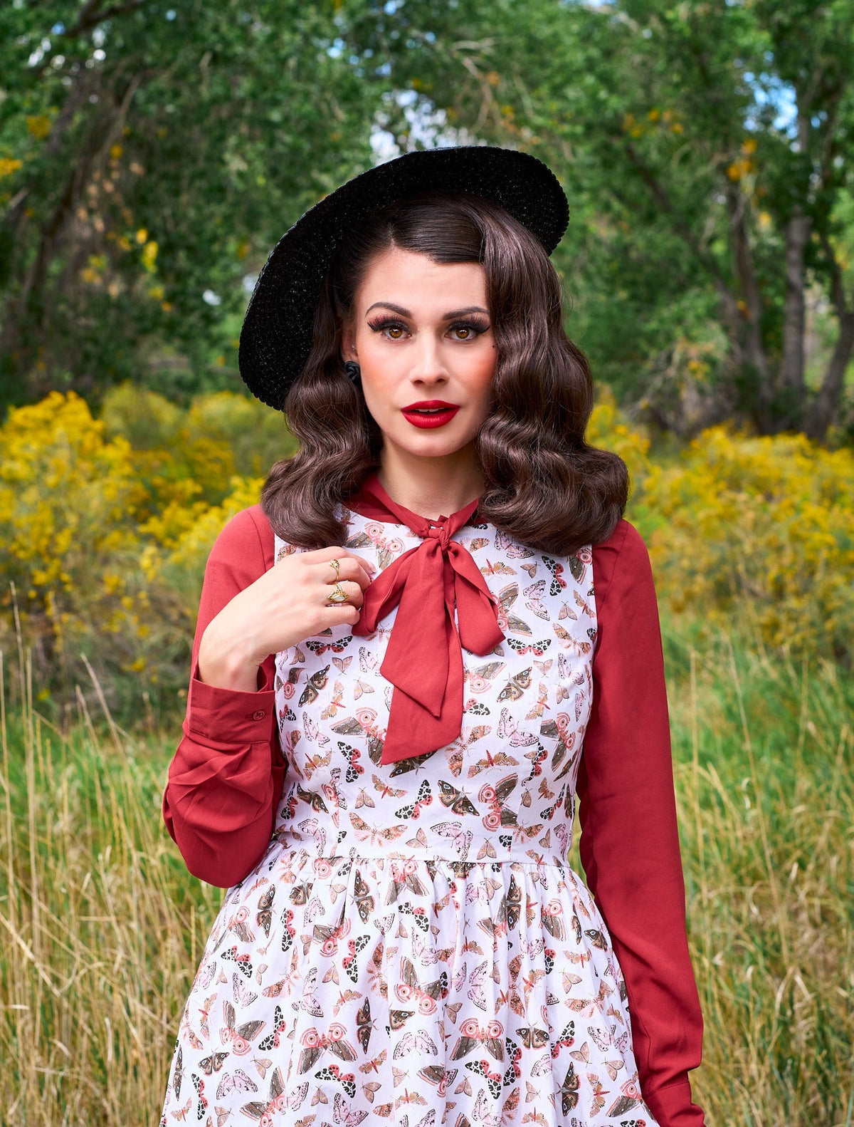 Helen Retro Blouse in Cognac - 3X only, 1 left!