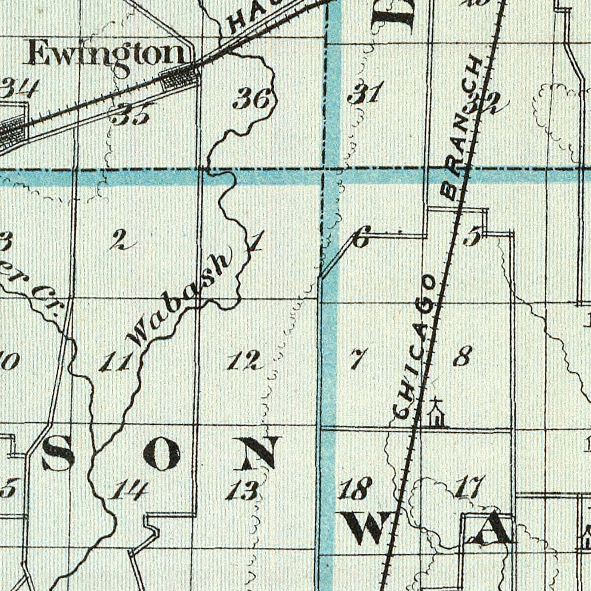 Vintage Map of Effingham County, Illinois 1876