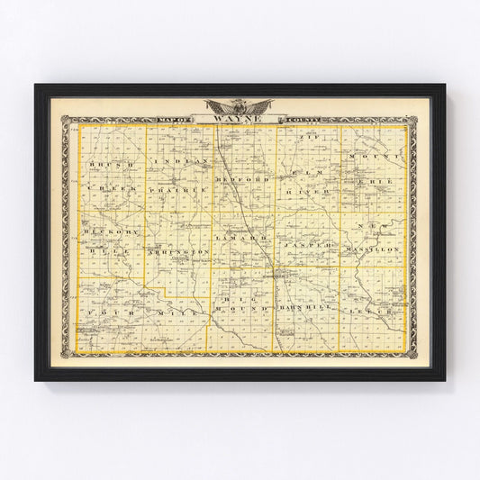 Vintage Map of Wayne County, Illinois 1876