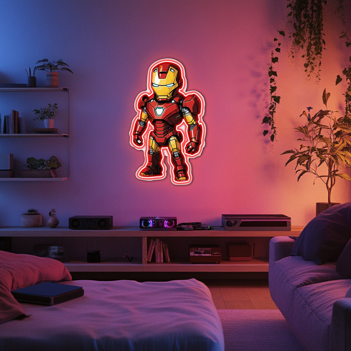 UV Printed Iron-Man Neon Wall Art- LV0077