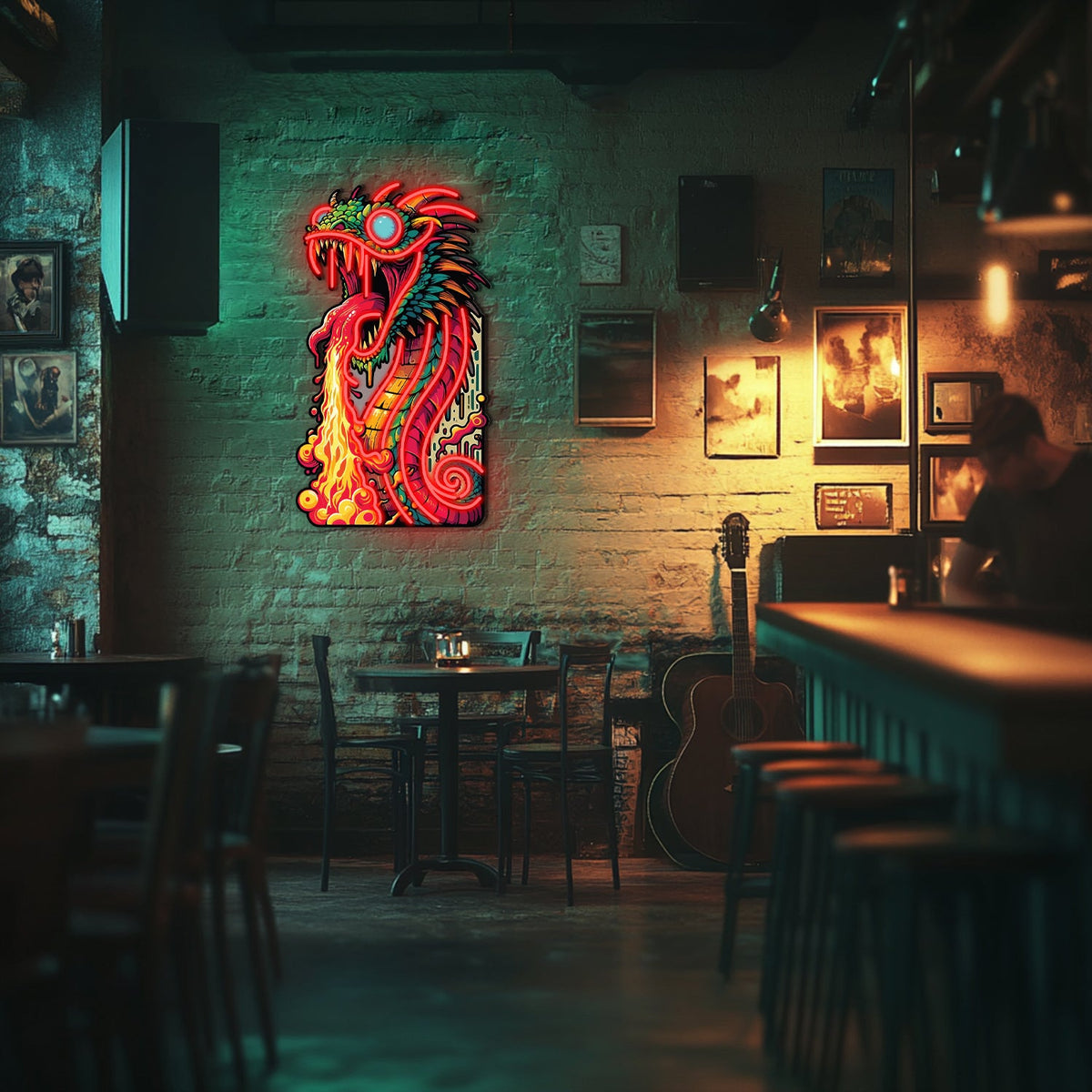 UV Printed Dragon Neon Wall Art- LV0010
