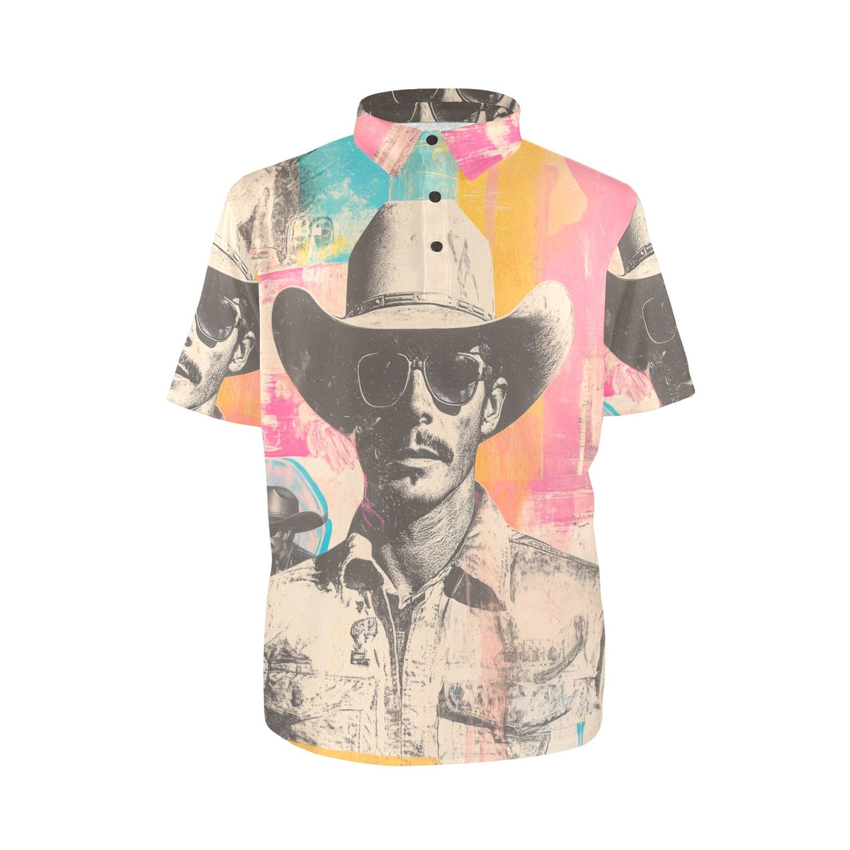 Baha Ranch Retro Pop Western Cool Cowboy Polo Shirt