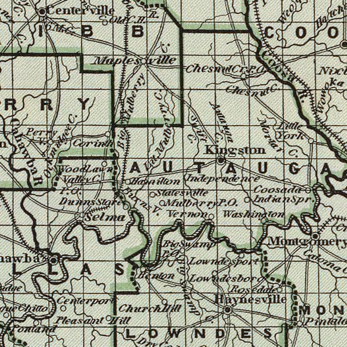Vintage Map of Alabama 1842
