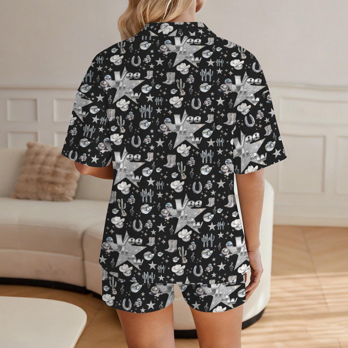 Baha Ranch Rhinestone Cowgirl Pajama Set Made in America