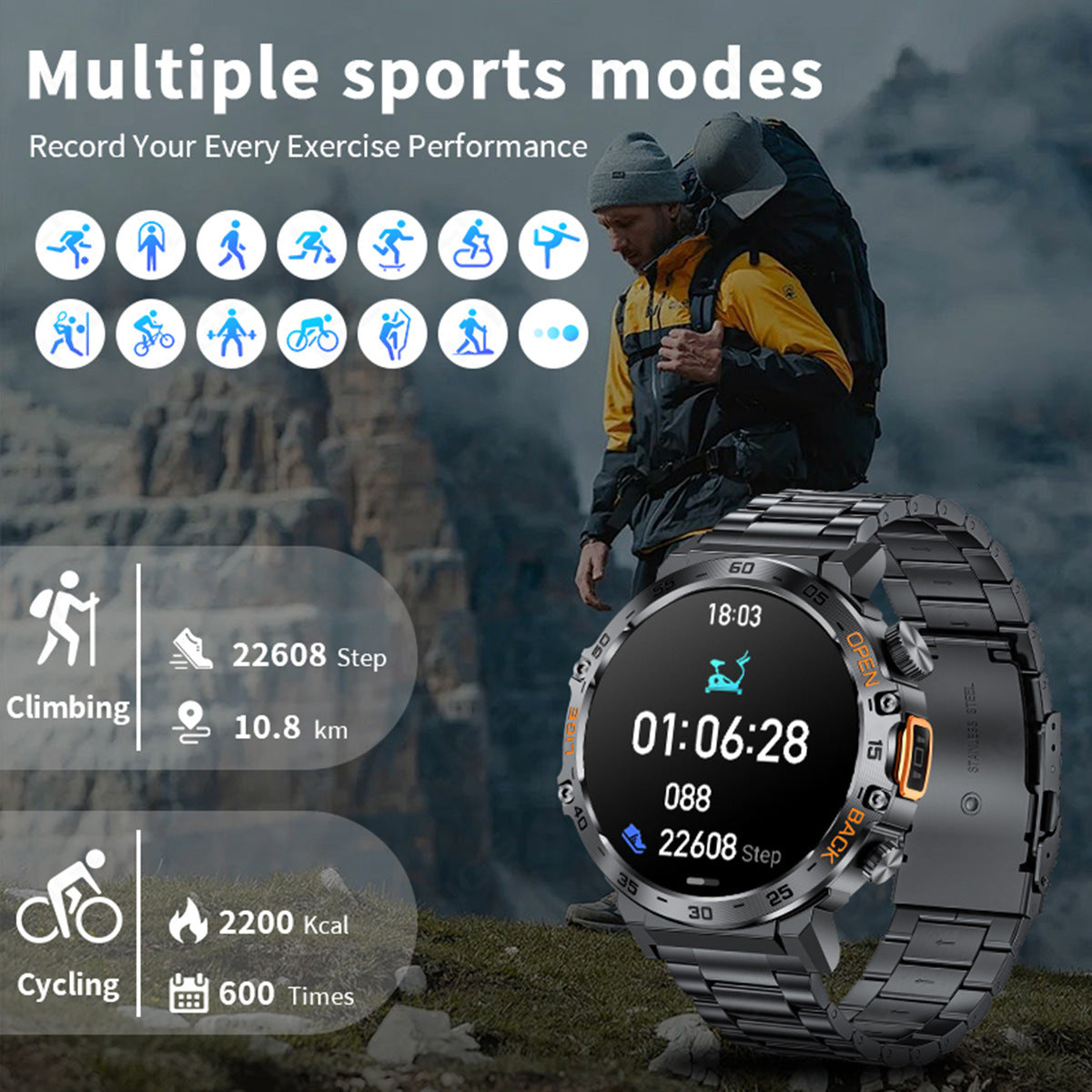 Smartwatch With Heart Rate Blood Pressure Bluetooth Calling And Customization
