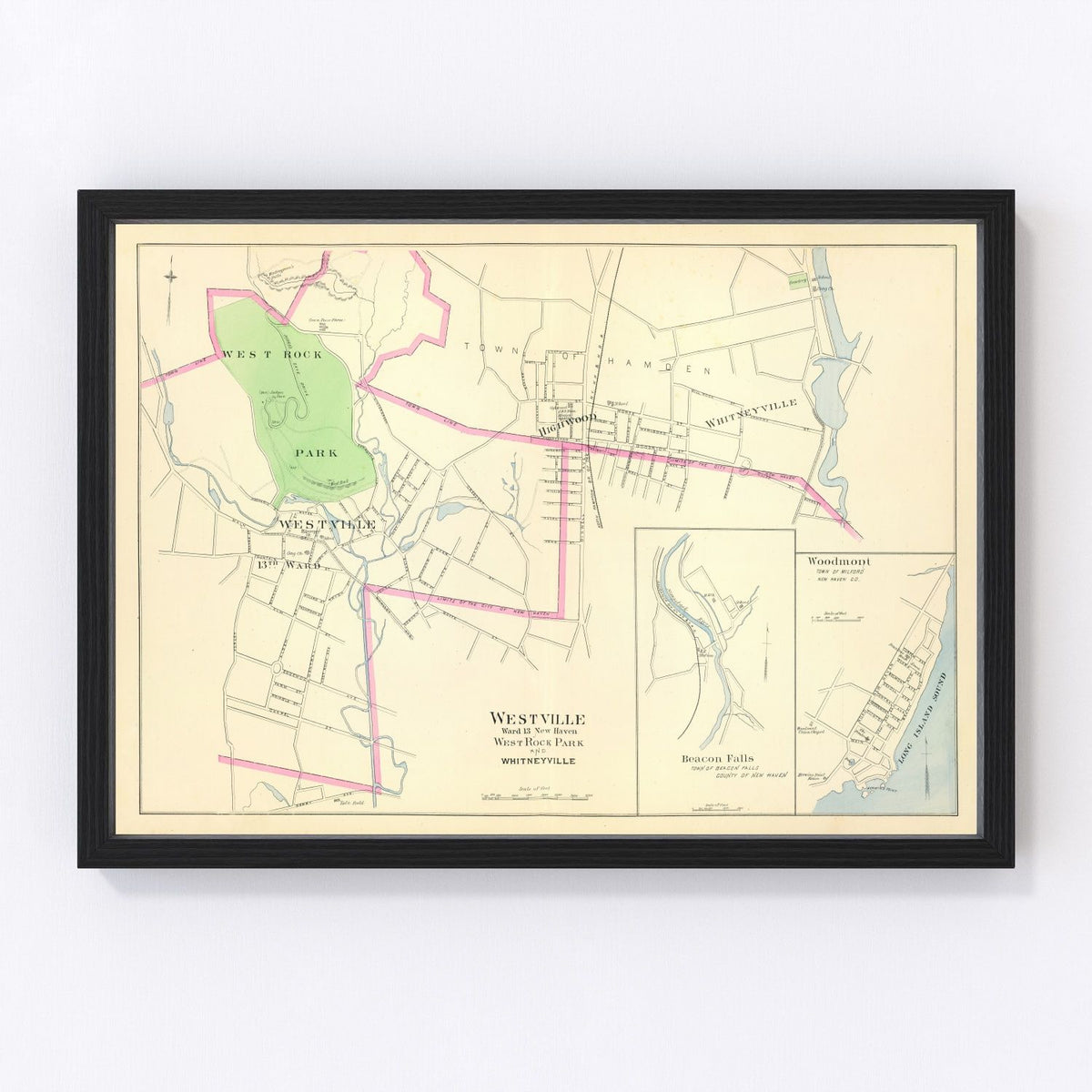 Vintage Map of Westville, Connecticut 1893