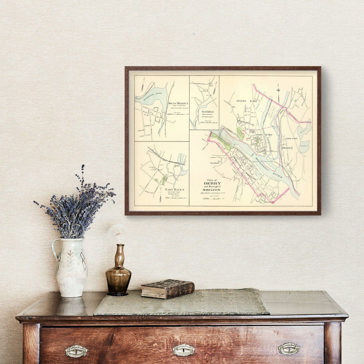 Vintage Map of Derby, Connecticut 1893