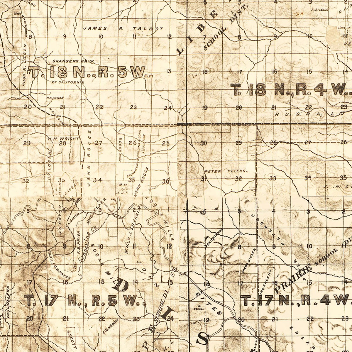 Vintage Map of Colusa County, California 1885