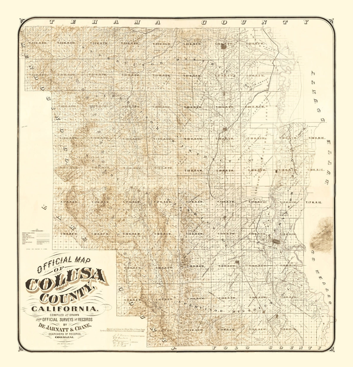 Vintage Map of Colusa County, California 1885